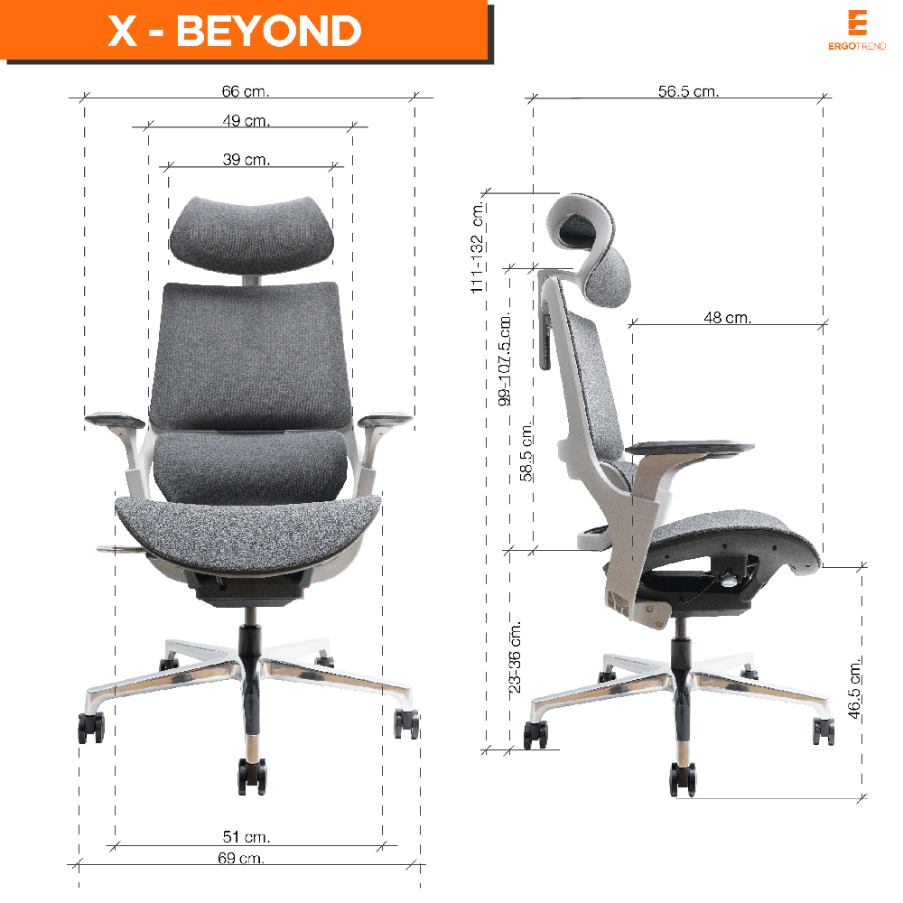 Ergotrend เก้าอี้เพื่อสุขภาพเออร์โกเทรน รุ่น X-Beyond เก้าอี้สีดำ ระบายอากาศดีเยี่ยม นุ่มสบาย ตามหลักสรีระศาสตร์ Ergonomic เก้าอี้พนักพิงสูง ลดอาการปวดเมื่อย เกรดคุณภาพ