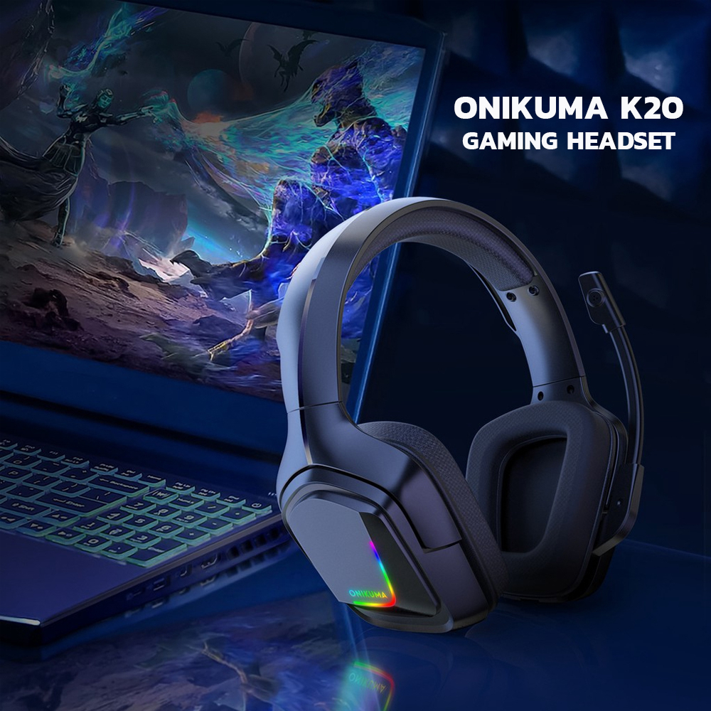 ภาพประกอบคำอธิบาย ONIKUMA K20 RGB Gaming Headset หูฟังเกมมิ่งใช้งานได้ทั้ง PC / Mobile / PS4 / XBOX / Nintendo-SW