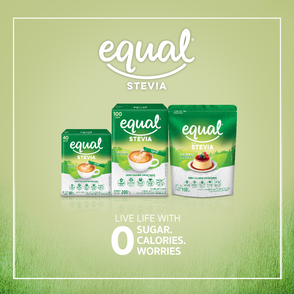 ลองดูภาพสินค้า Equal Stevia 40 Sticks อิควล สตีเวีย ผลิตภัณฑ์ให้ความหวานแทนน้ำตาล 1 กล่อง มี 40 ซอง 0 Kcal