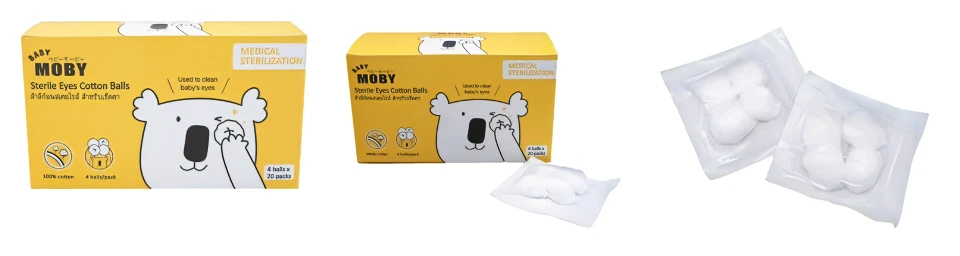 เกี่ยวกับสินค้า Baby Moby สำลีก้อน สเตอไรส์ (1 กล่อง) สำลีก้อน สำลีเช็ดตาเด็ก สำลีไม่เป็นขุย ผลิตจากฝ้ายแท้ 100%