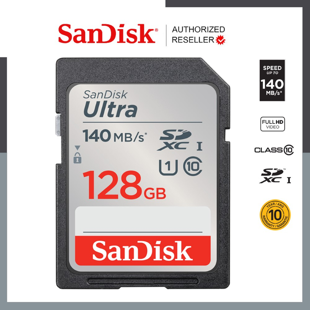 ลองดูภาพสินค้า SanDisk Ultra SD Card Class10 64GB SDXC Speed 140MB/s (SDSDUNB-064G-GN6IN*1) เมมโมรี่การ์ด สำหรับ กล้องมิลเลอร์เลส DSLR Mirrorless ประกัน10ปี