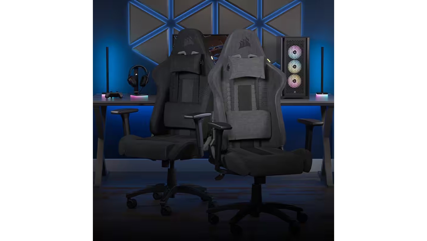 CORSAIR Chair รุ่น TC100 RELAXED Gaming Chair E-Sport เก้าอี้สีเทา เก้าอี้พนักพิงสูง ลดอาการปวดเมื่อย เก้าอี้เบาะ นุ่ม เกรดพรีเมี่ยม - Fabric Black/Grey