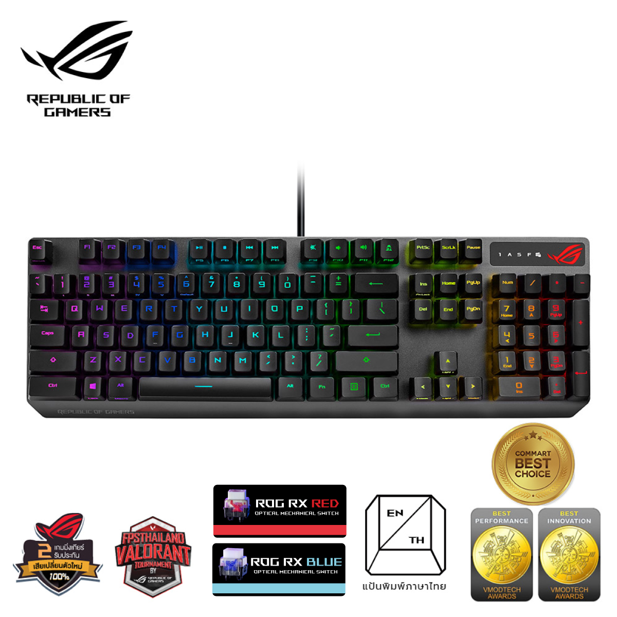 ASUS XA05 ROG KB STRIX SCOPE RX (90MP0240-BKLA00/90MP0242-BKLA00), RGB ...
