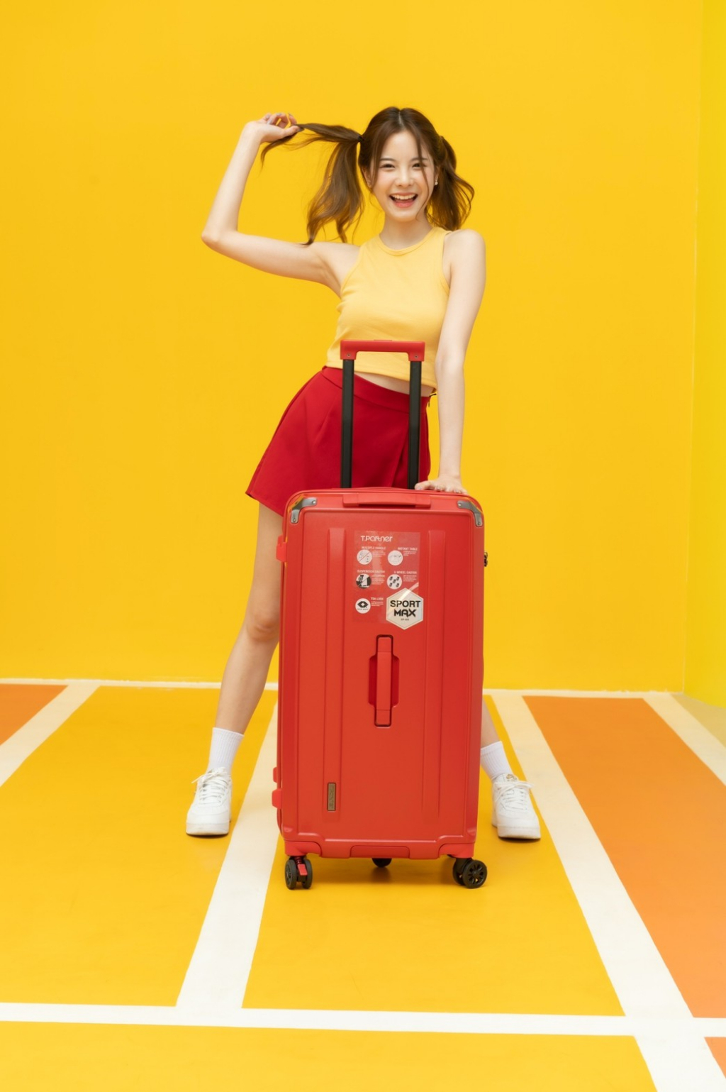 Tpartner รุ่น Sport Max กระเป๋าเดินทางทรงถัง PC100% 5 ล้อสปริงโช้ค ดีไซน์สปอร์ต จุเยอะพิเศษ