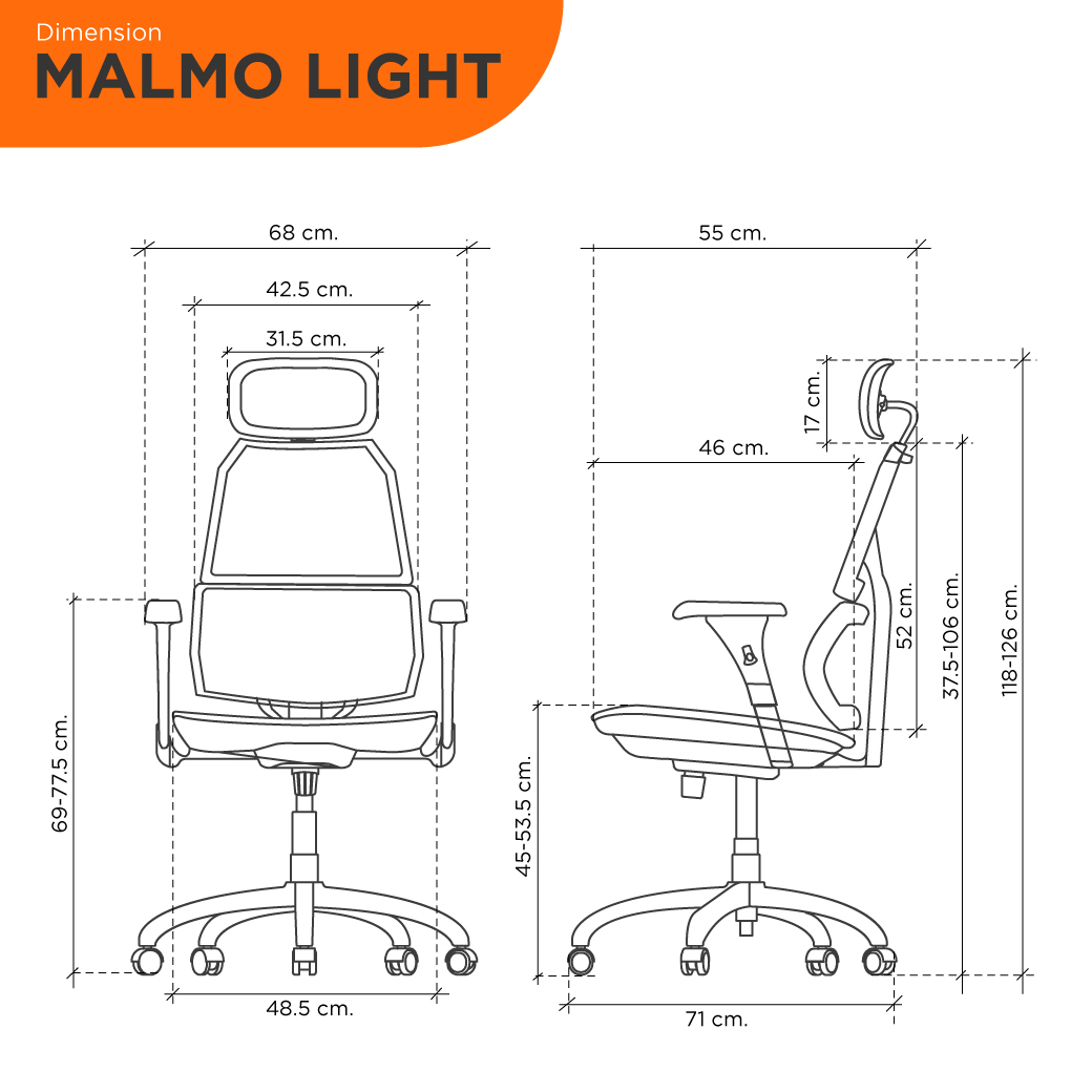 Ergotrend เก้าอี้เพื่อสุขภาพเออร์โกเทรน รุ่น Malmo Light เก้าอี้สีดำ ระบายอากาศดีเยี่ยม นุ่มสบาย ตามหลักสรีระศาสตร์ Ergonomic เก้าอี้พนักพิงสูง ลดอาการปวดเมื่อย เกรดคุณภาพ