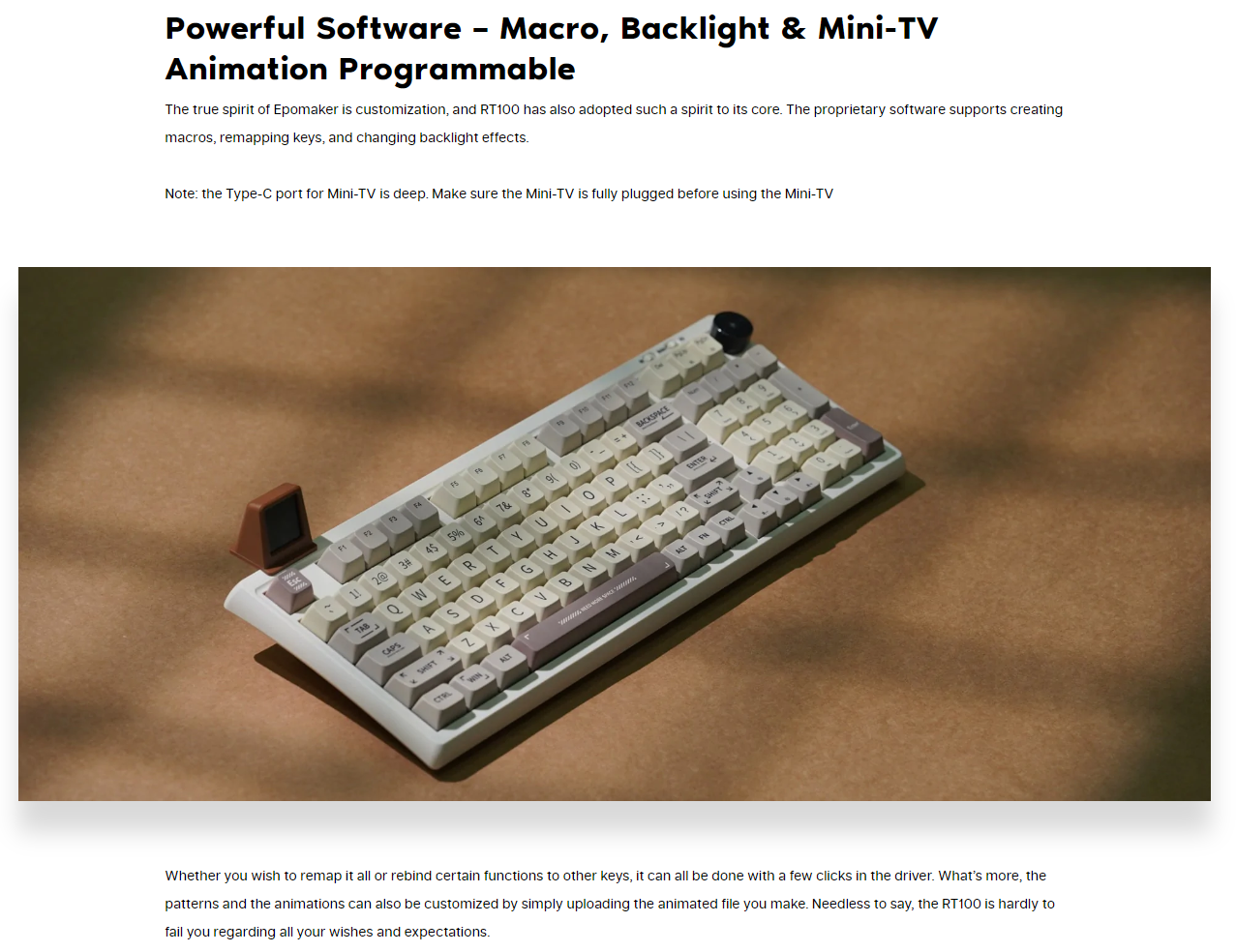 EPOMAKER RT100 / 95% Retro Mechanical Keyboard with Knob and Mini ...