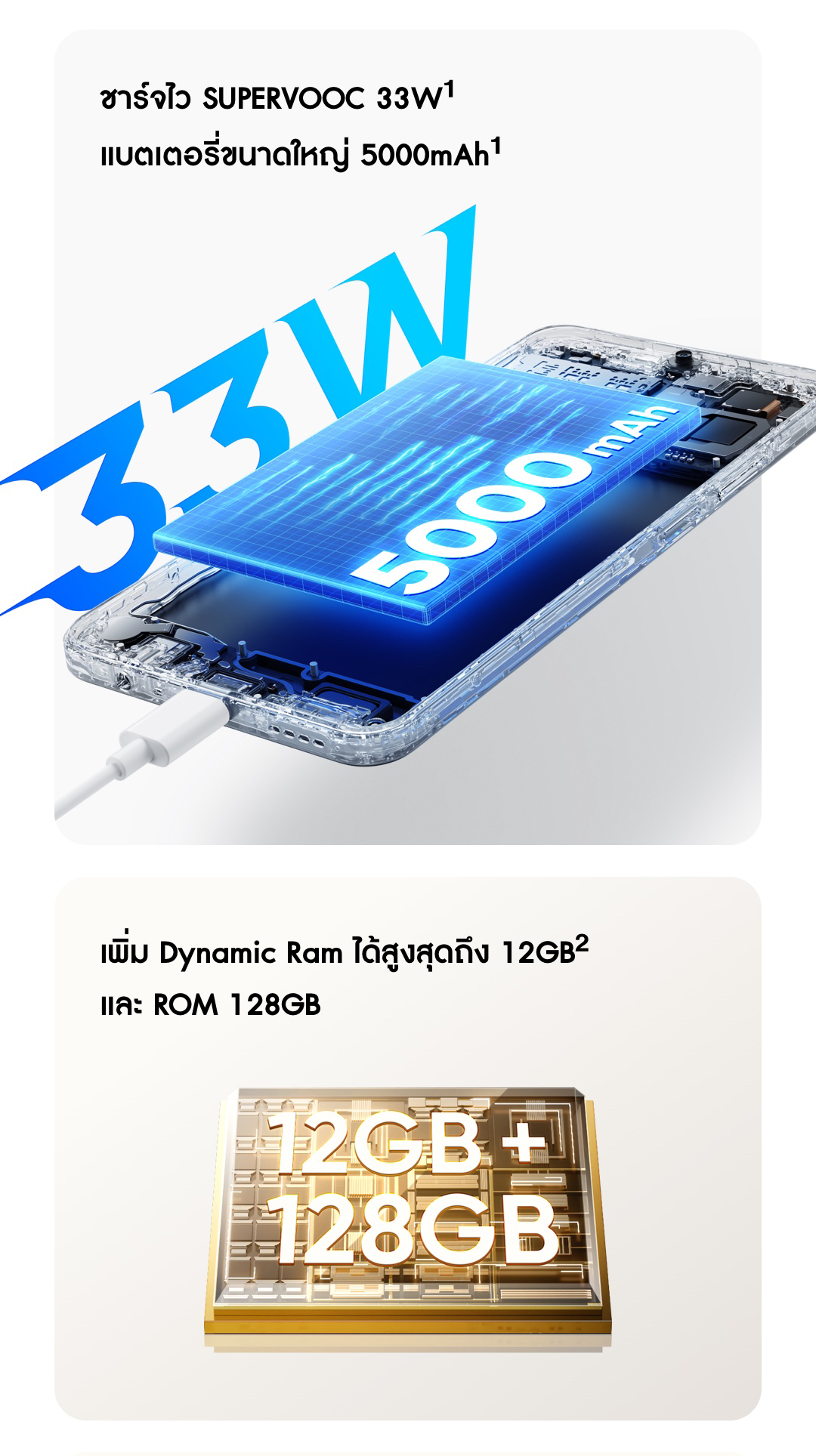 realme C53(6+128GB) ชาร์จไว SUPERVOOC 33W กล้อง AI 50MP Dynamic Ram ได้สูสุดถึง 12GB แบตเตอรี่5000mAh