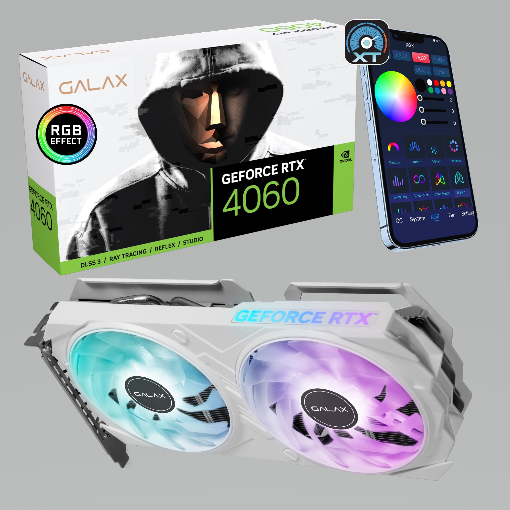 GALAX VGA GeForce RTX™ 4060 EX White 1-Click OC 8GB GDDR6 128-bit
