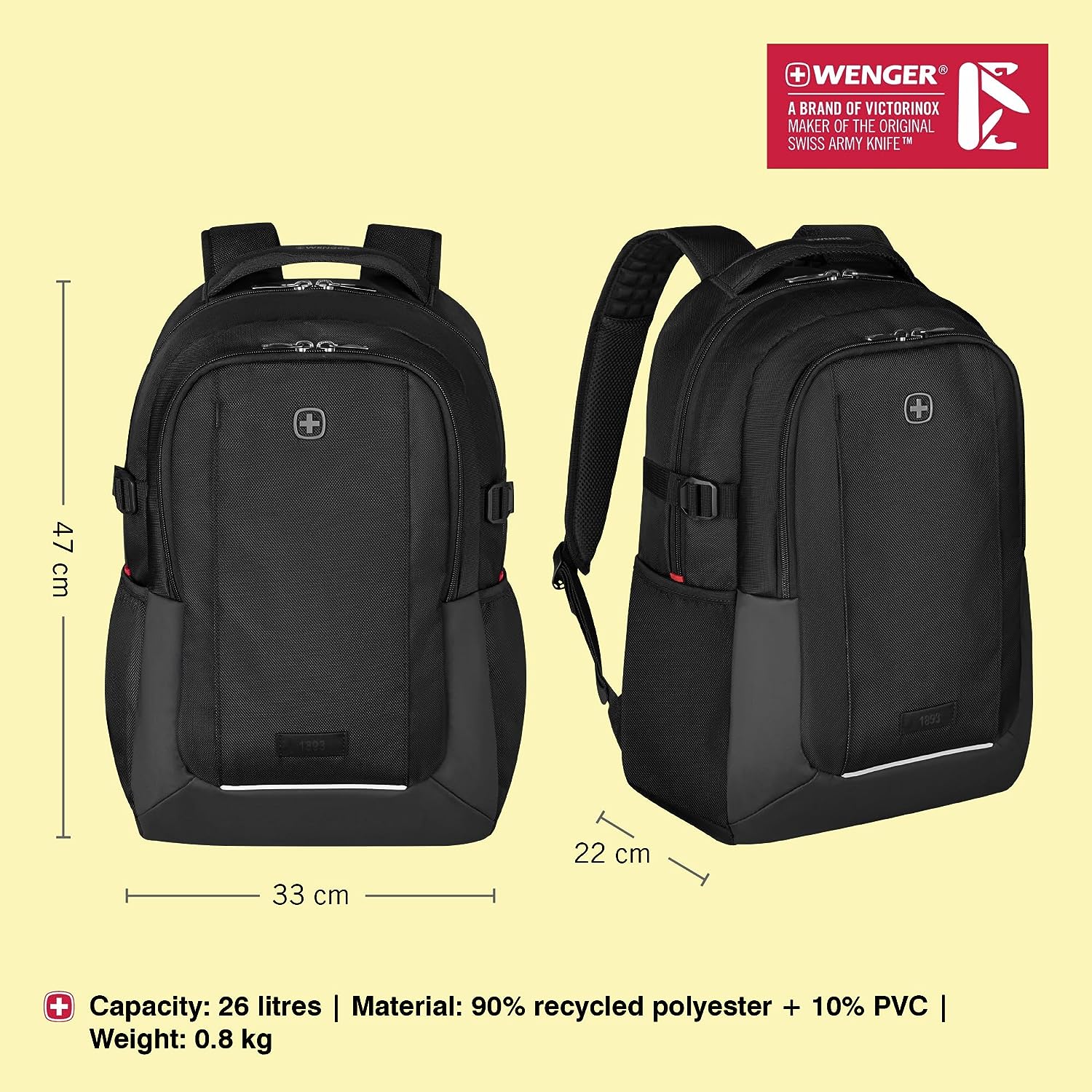 Mochila Portátil Wenger XE Ryde 16 Pulgadas Para Laptop Y Tablet – Resistente Y Elegante En Negro, Ideal Para Oficina Y Viajes (Material Fácil De Limpiar)