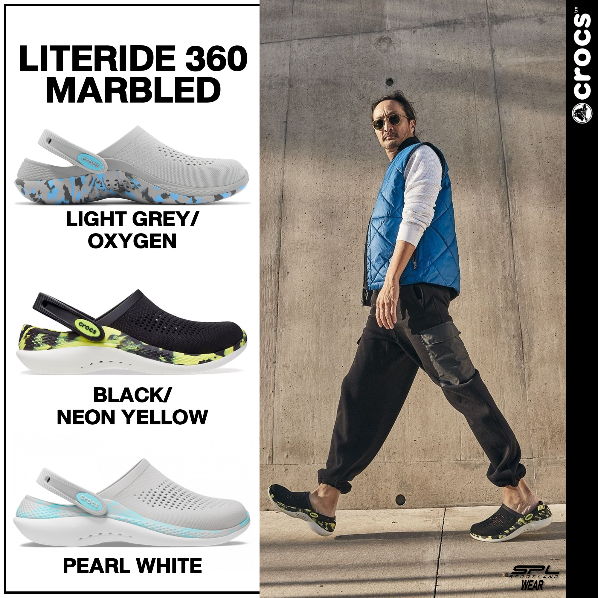 Crocs รองเท้าแตะ UX Literide 360 Marbled Clog 207634-02K / 207634-1DU ...