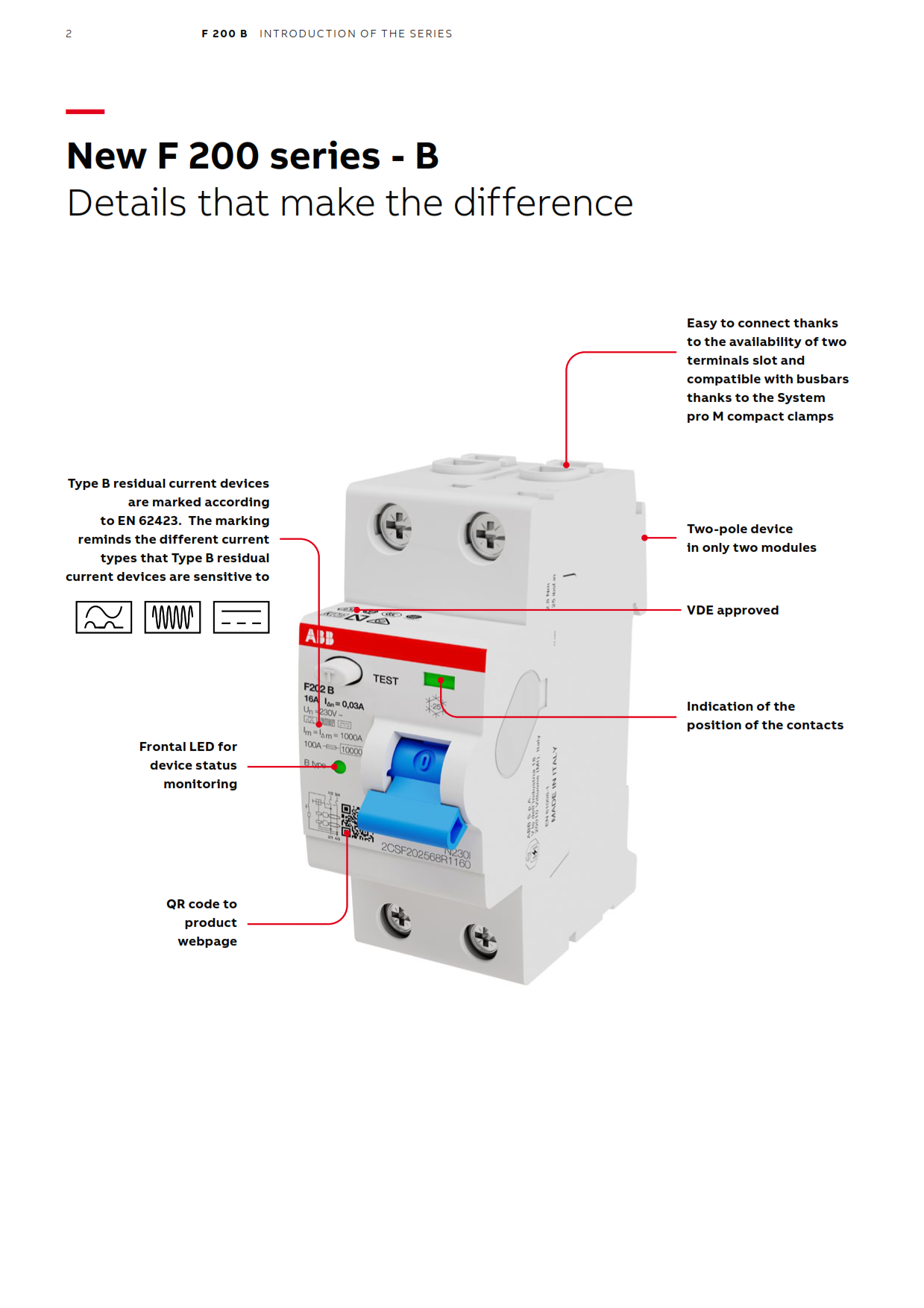 ABB เบรกเกอร์กันดูด RCCB F202B 63A 2P Type B 63/0.03 เหมาะกับงานติดตั้ง ...
