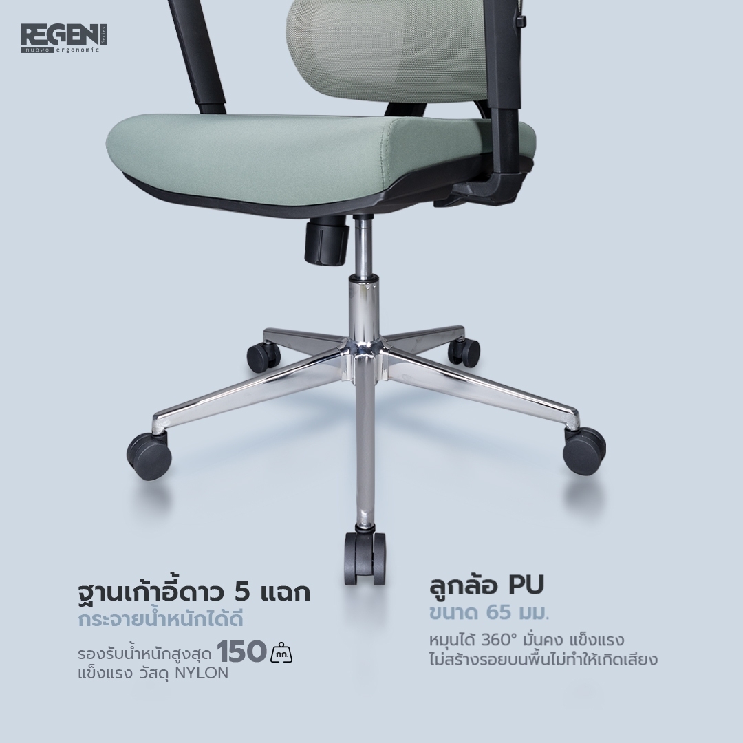 NUBWO Regen เก้าอี้สุขภาพสำหรับทำงานออฟฟิศ เก้าอี้ทำงานเพื่อสุขภาพ เก้าอี้สีดำ สีเขียว สีเทา นุ่มสบาย ตามหลักสรีระศาสตร์ Ergonomic ออกแบบรองรับสรีระ ปรับเอนได้ นั่งสบาย ไม่เมื่อย รุ่น NXRG05