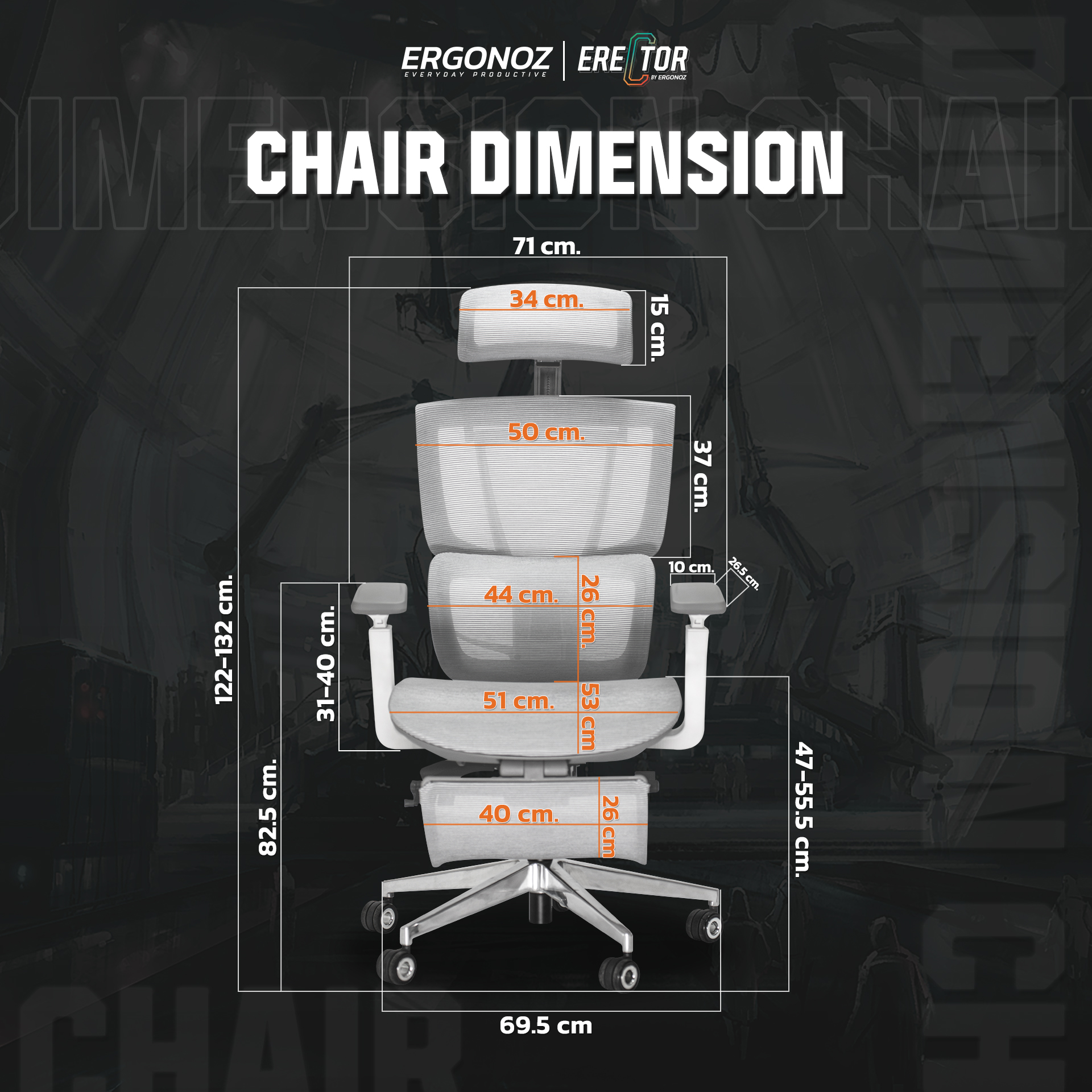 ERGONOZ รุ่น ERECTOR Professional เก้าอี้สีเทา เก้าอี้สีดำ Ergonomic chair เก้าอี้ทำงาน เก้าอี้คอมพิวเตอร์ เพื่อสุขภาพ รองรับน้ำหนักได้ 136 Kg.