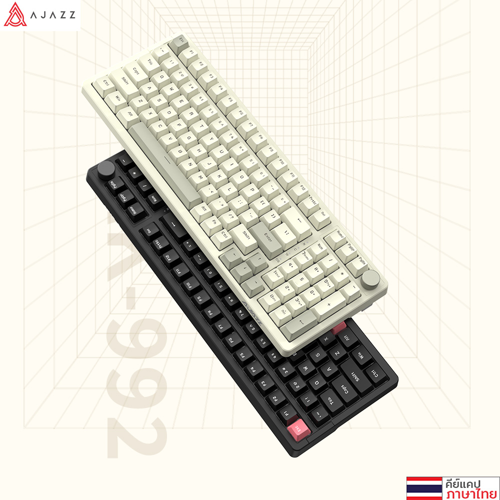 คีย์บอร์ดเกมมิ่ง Ajazz AK992 Retro 99Key Red Switch Gasket Mechanical ...