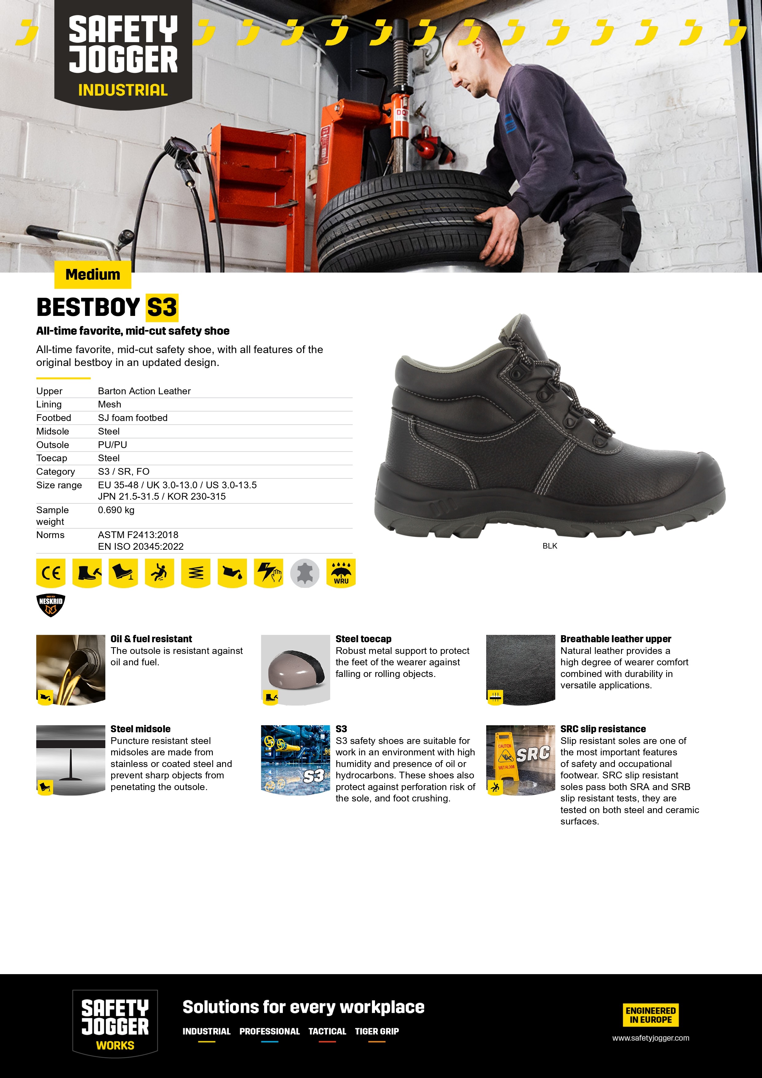 [รับประกัน1เดือน] Safety Jogger รุ่น BESTBOY S3 รองเท้าเซฟตี้หุ้มข้อ ...