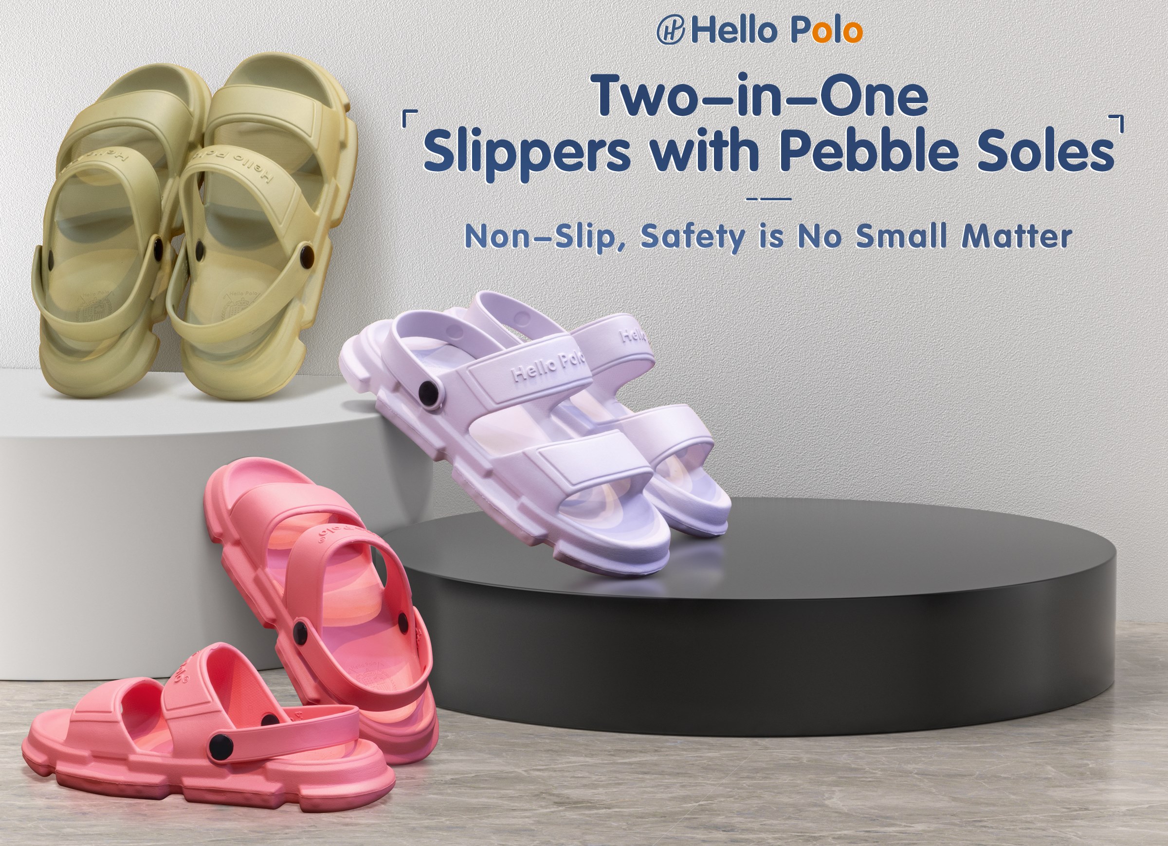 Hello Polo รองเท้า รองเท้าแตะรัดส้น กันลื่น 3cmพื้นหนา นุ่มใส่สบาย ...