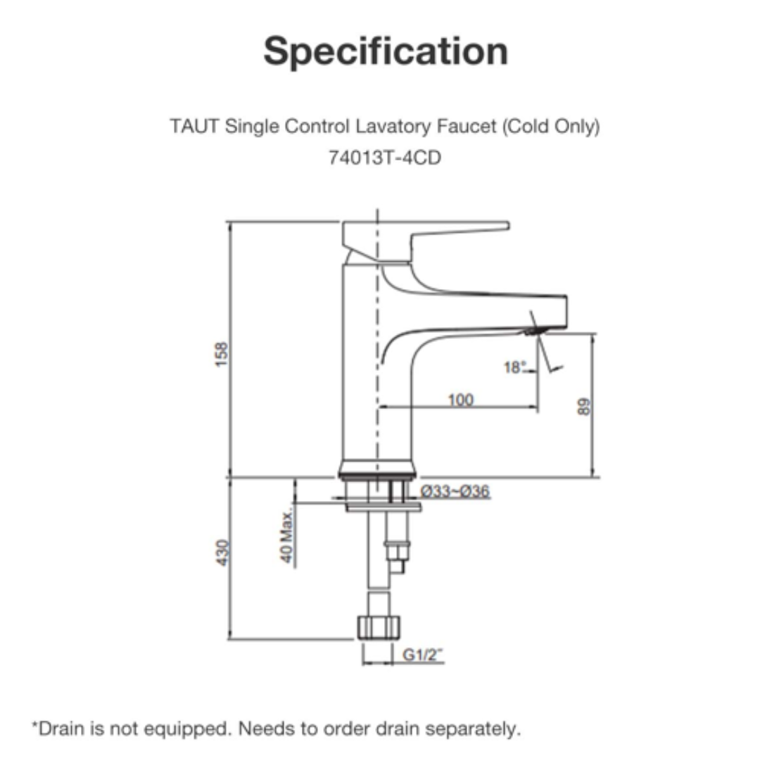 KOHLER Taut cold water lavatory faucet ก๊อกเดี่ยวอ่างล้างหน้าแบบก้านโยก ...