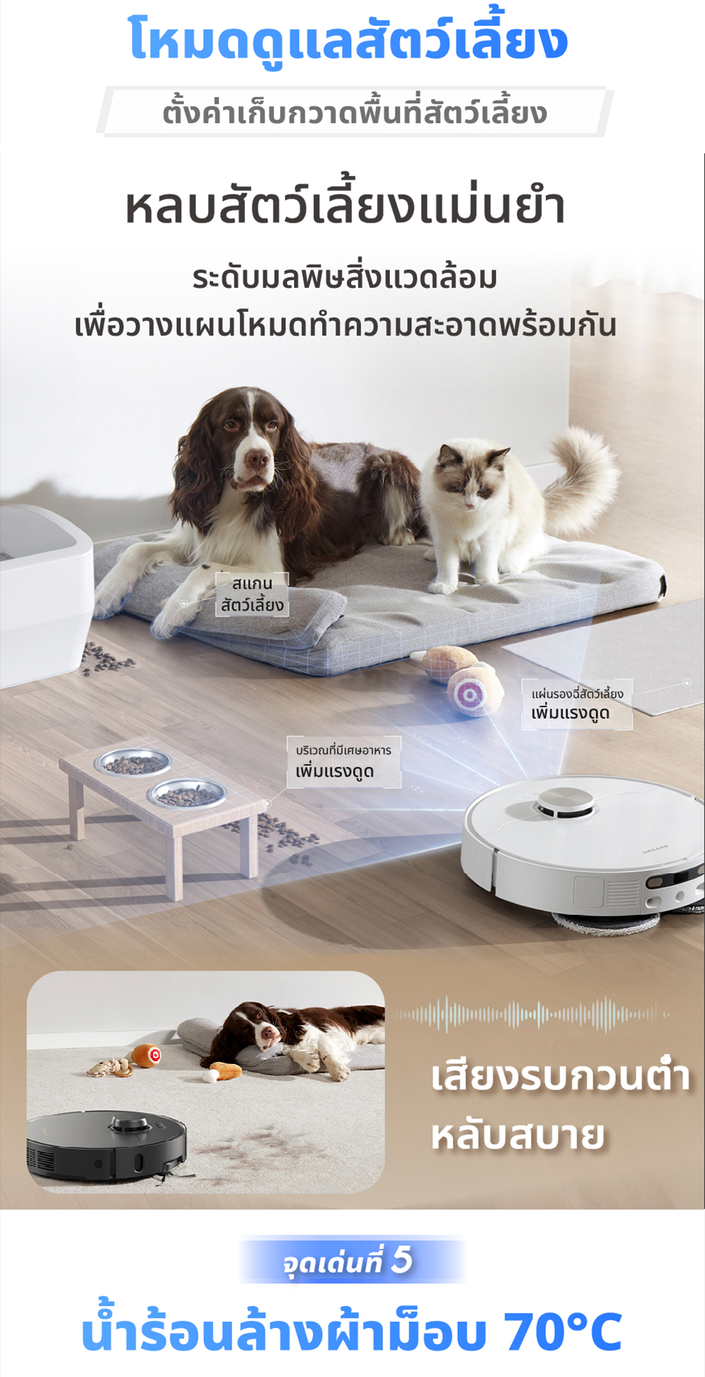 DREAME Bot X40 Ultra / X40 Master Robot Vacuum and Mop ระบบแขนไบโอนิคคู่ ล้างผ้าม็อบด้วยน้ำร้อน 70°C