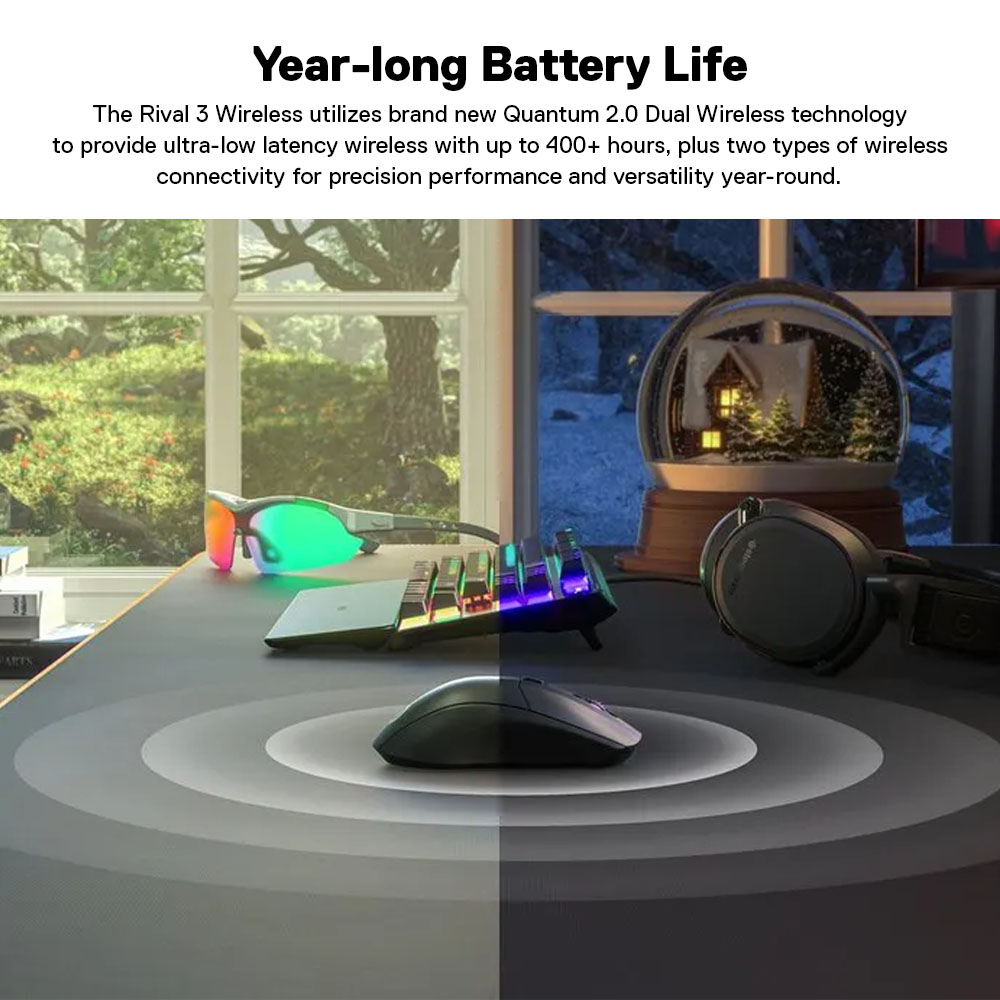 SteelSeries Rival 3 Wireless Gaming Mouse เม้าส์เกมมิ่งไร้สาย 6 ปุ่ม ...