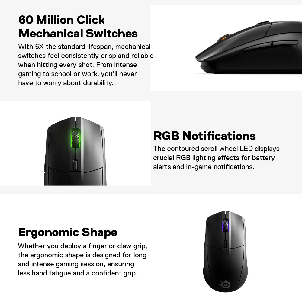 SteelSeries Rival 3 Wireless Gaming Mouse เม้าส์เกมมิ่งไร้สาย 6 ปุ่ม ...