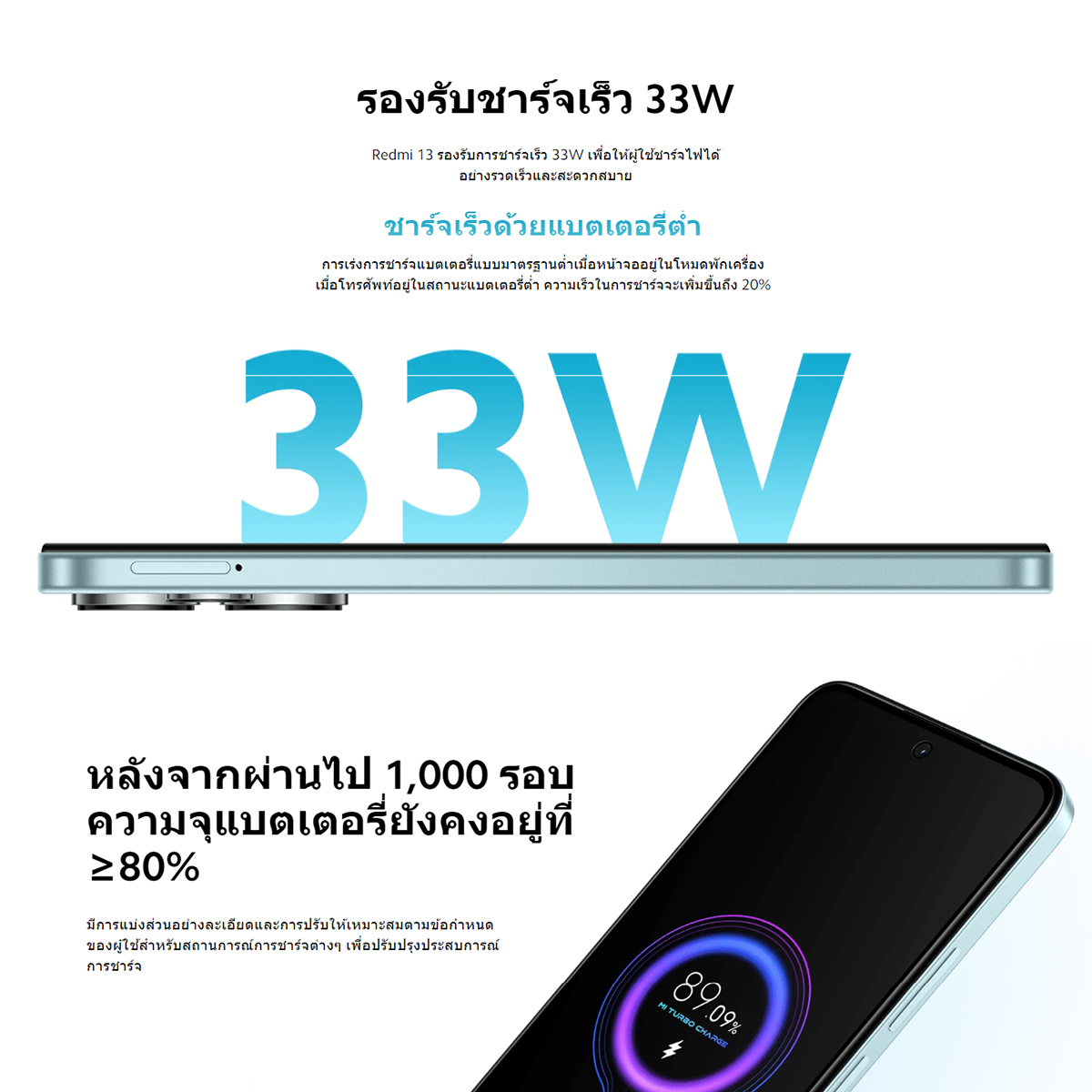 Xiaomi Redmi 13 8GB+128GB โทรศัพท์มือถือ น้าจอ 6.79"FHD+ 90Hz ชาร์จเร็ว 33W กล้องระดับ 108MPขุมพลัง Xiaomi HyperOS
