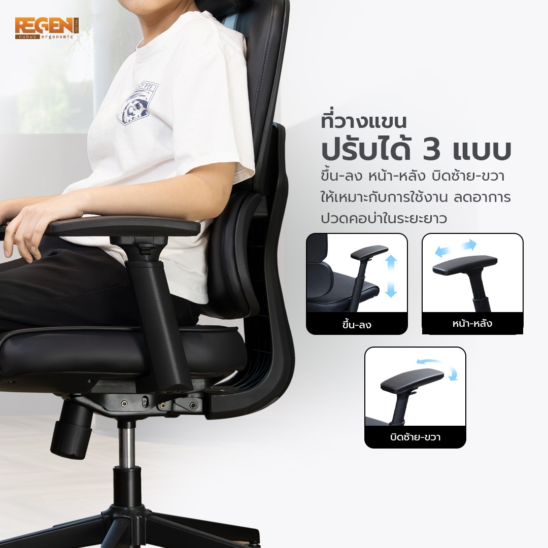 NUBWO REGEN เก้าอี้ทำงานเพื่อสุขภาพผลิตจากหนัง PU นุ่มสบาย เก้าอี้สีดำ สีเหลือง สีแดง สีขาว ออกแบบเพื่อรองรับสรีระ Ergonomic ระบายอากาศดีเยี่ยม แก้ปัญหา Office Syndrome รุ่น NXRG02