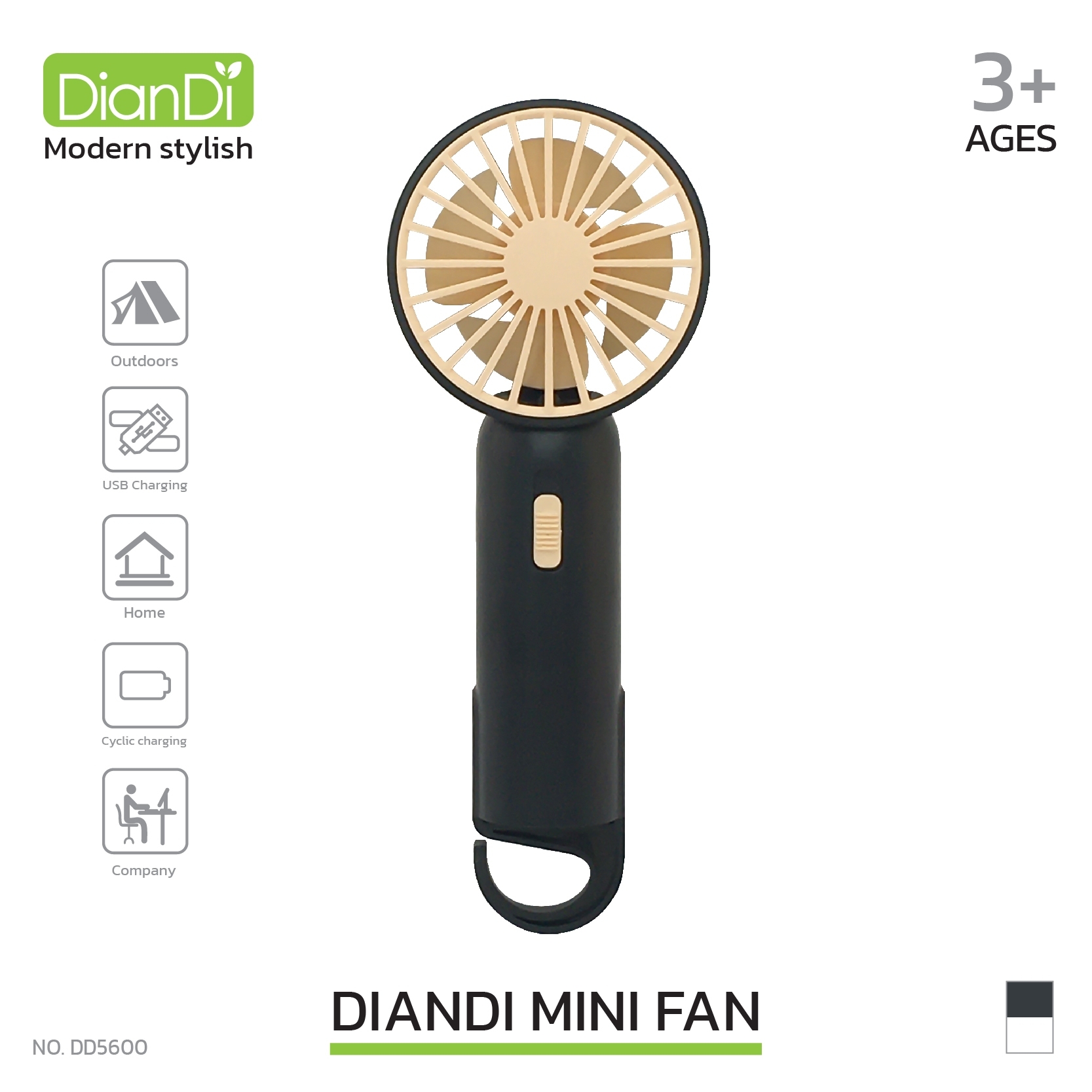 พัดลมพกพา Diandi Mini fan รุ่น DD5600 พัดลมปรับได้ 2 ระดับ | Shopee ...