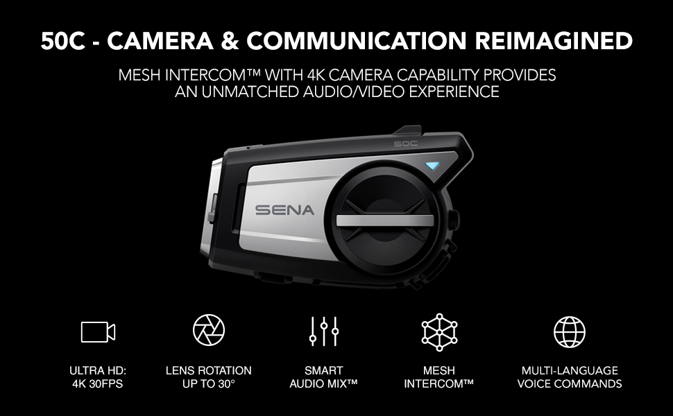 SENA 50C 4K Camera SOUND BY Harman/Kardon บลูทูธติดหมวกกันน็อคมีกล้องในตัวประกัน 3 ปีผ่อน 0%10เดือน