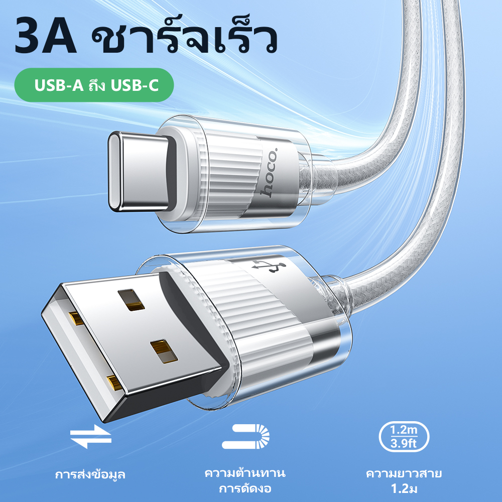 สายชาร์จ HOCO U132 สายชาร์จเร็ว สำหรับ TC-TC/ PD / Type-C / iOS สายถัก ...
