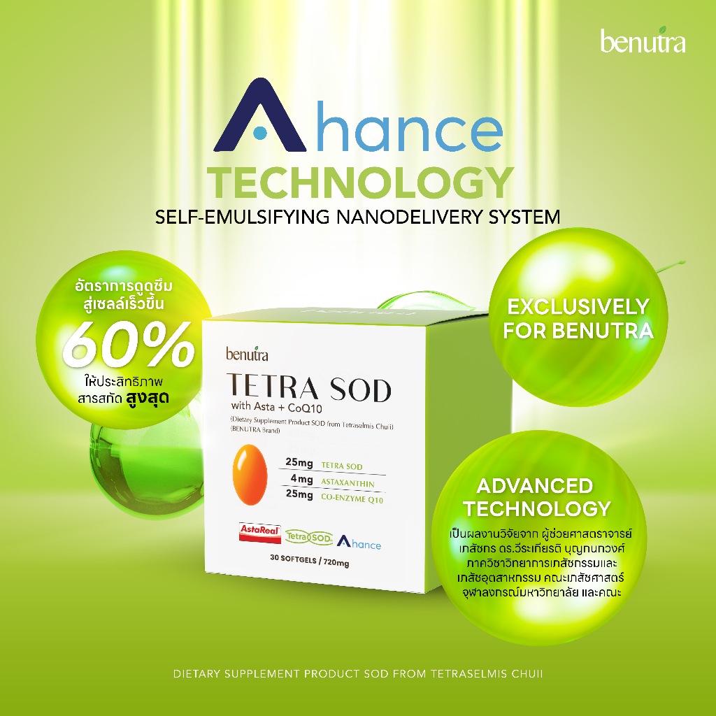 2 กระปุก Benutra Tetra SOD with Asta + CoQ10 บีนูทร่า เตตระ เอสโอดีแอสต ...