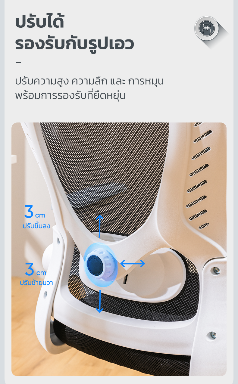 Deli เก้าอี้ทำงานเพื่อสุขภาพ นุ่มสบาย ตามหลักสรีระศาสตร์ Ergonomic เก้าอี้ออฟฟิศ เก้าอี้สำนักงาน ที่นั่งเพื่อสุขภาพ ที่นั่งทำงาน พนักพิงศรีษะ2D ลดการปวดเมื่อย Office Chair