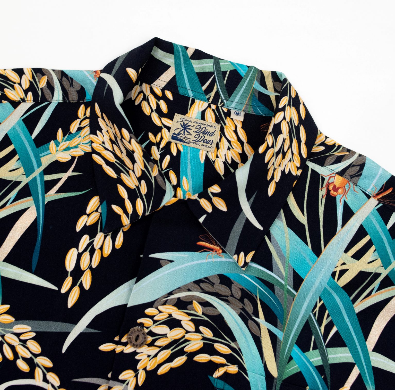 Windwear Hawaii Shirt Thai Rice Black เสื้อฮาวาย ลายรวงข้าวไทย ข้ามหอม ...