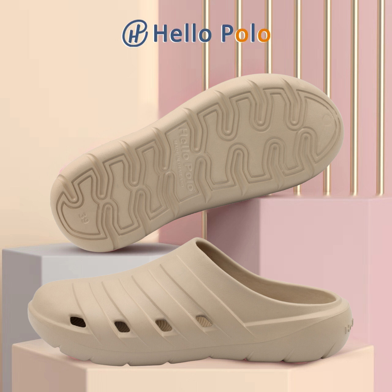 Hello Polo HP8019 รองเท้าหัวโต รองเท้าคล็อก กันลื่น แฟชั่น พื้นนิ่ม ผู้ ...