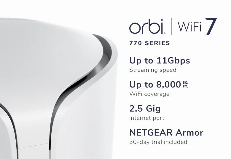 NETGEAR Orbi RBE773 Tri-Band WiFi 7 Mesh (1 Router+2 Satellite ...