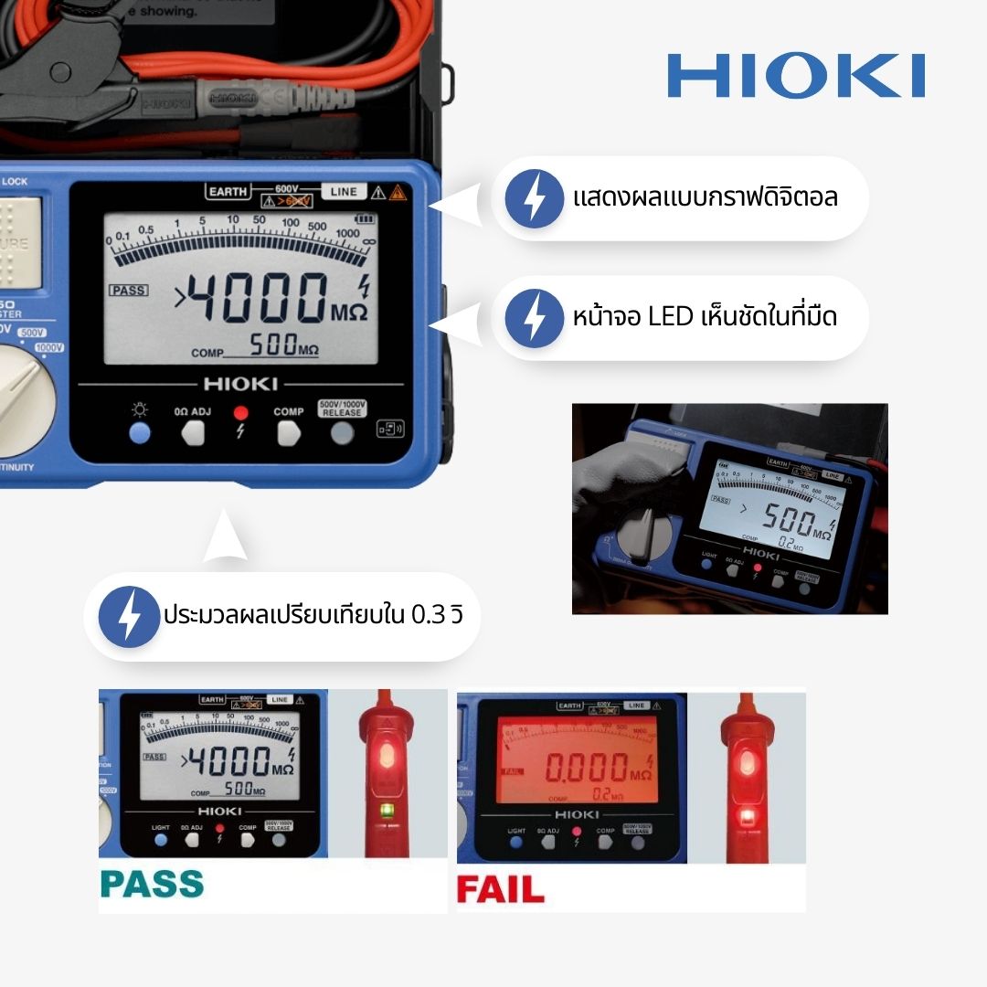 HIOKI IR4057-50 เครื่องทดสอบฉนวน 5 ช่วงตั้งแต่ 50 V ถึง 1000 V เหมาะ ...