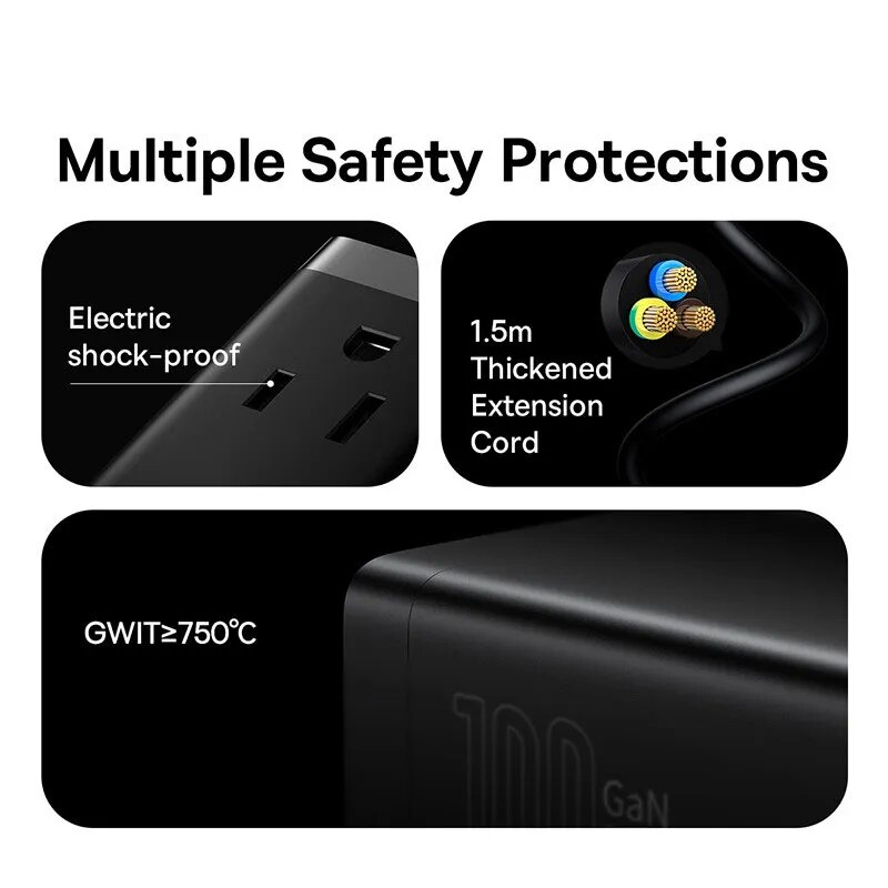 Baseus 65W & 67W GaN หัวชาร์จเร็ว ปลั๊กรางตั้งโต๊ะ PowerCombo ...