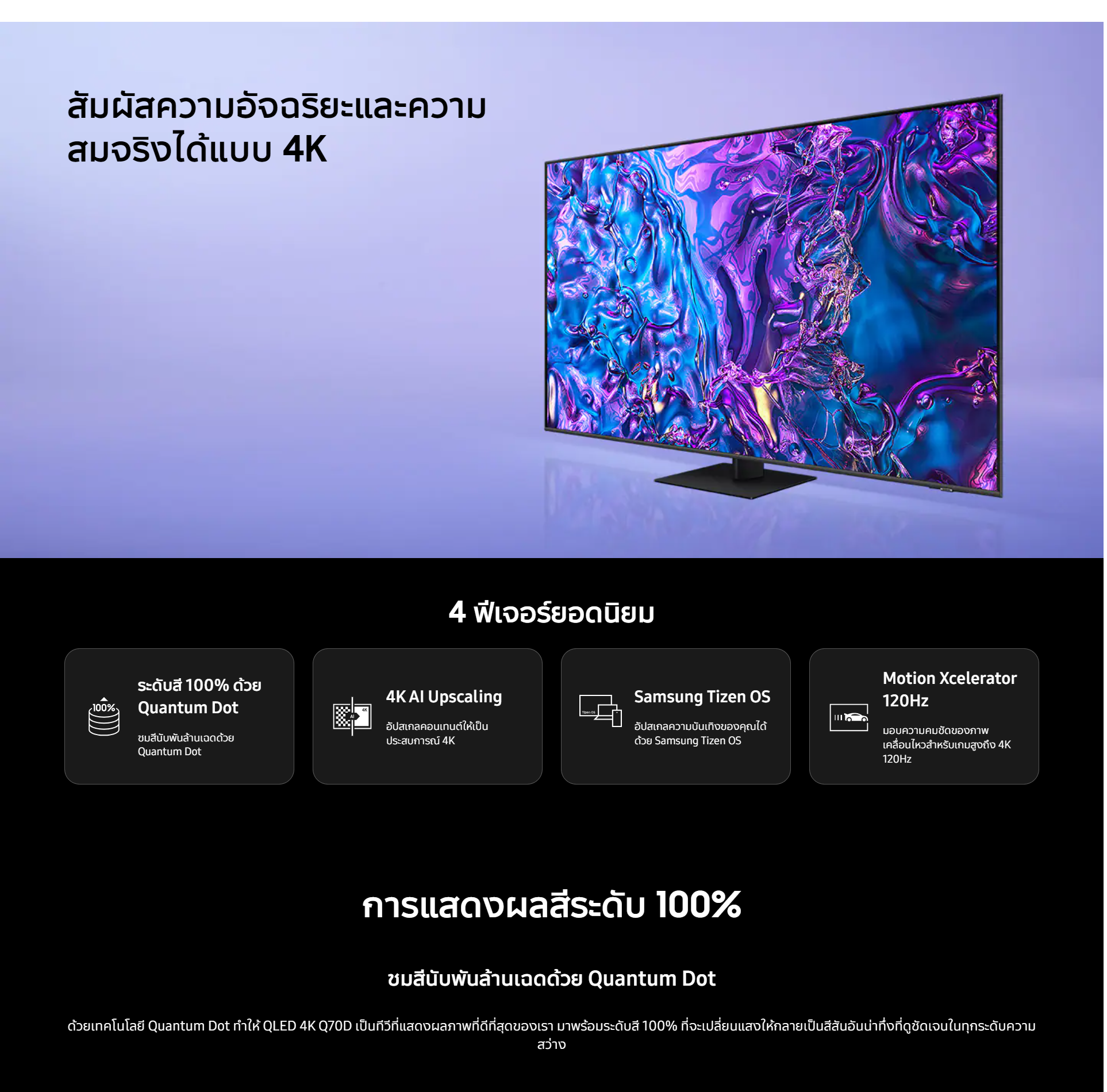 [Pre-order จัดส่งฟรี] SAMSUNG QLED Smart TV (2024) 65 นิ้ว Q70D Series ...