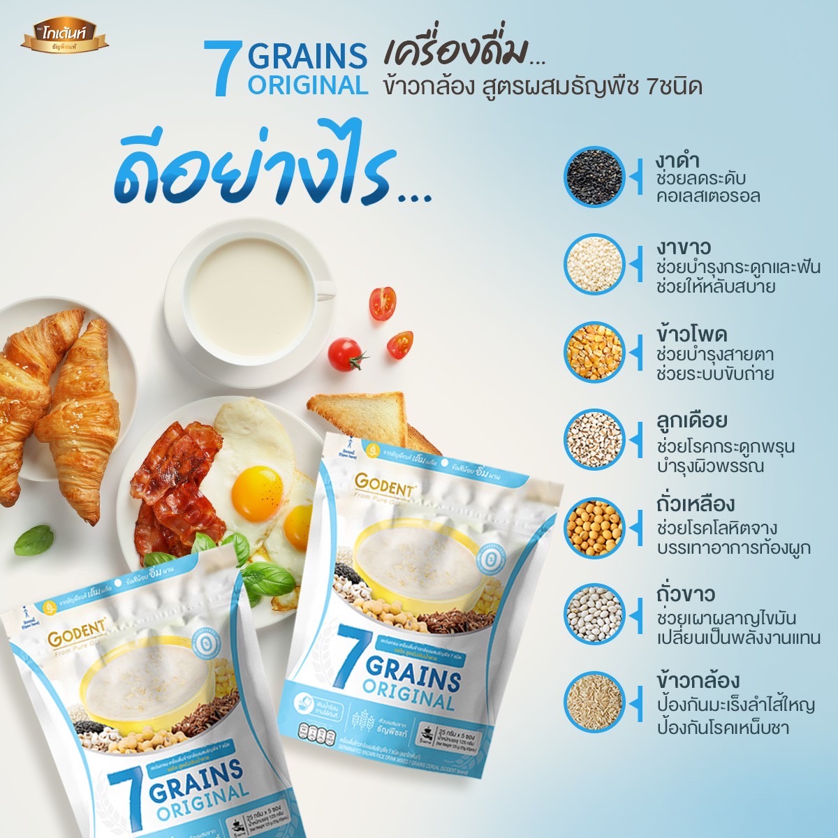 Godent โกเด้นท์ เครื่องดื่มข้าวกล้องผสมธัญพืช 7 ชนิด อาหารผู้สูงอายุ ...