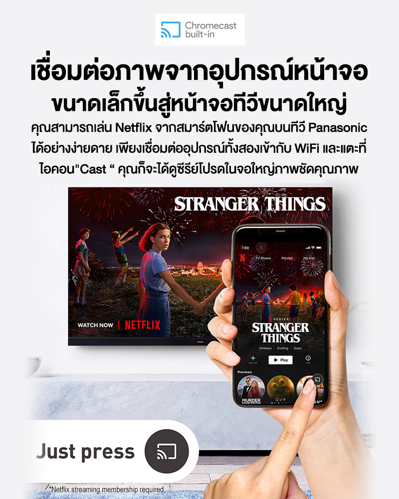 Panasonic LED TV รุ่น TH-65JX800T 4K TV ทีวี ขนาด 65 นิ้ว Android TV  มีโหมด Google Assistant Dolby Vision Chromecast แอนดรอยด์ทีวี