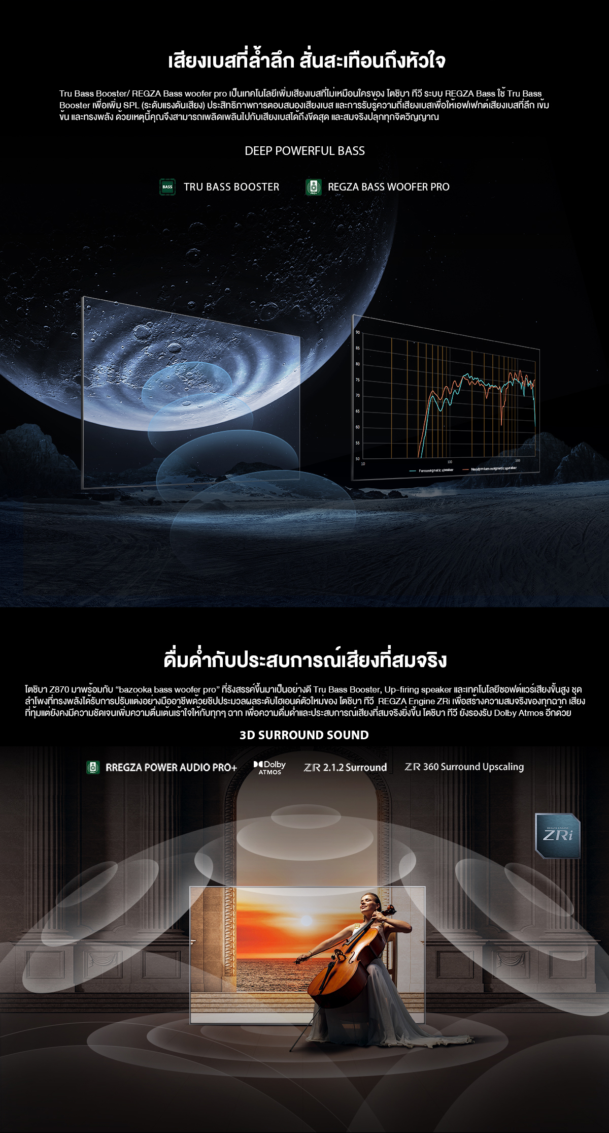 Toshiba TV รุ่น 75Z870MP ทีวี ขนาด 75 นิ้ว Mini-LED 144Hz 4K Ultra HD HDR10+ Far Field Voice control smart TV เกรดคุณภาพ