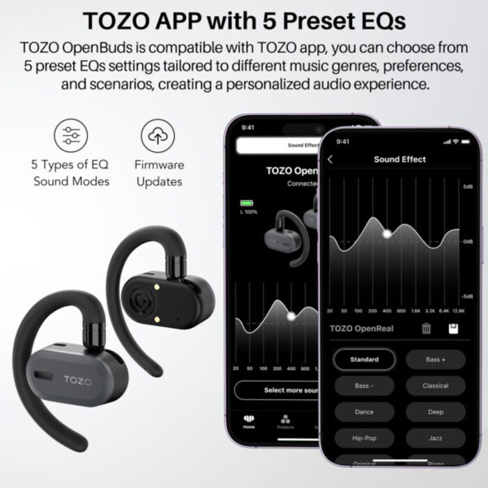 TOZO Open Buds หูฟังบลูทูธ หูฟังไร้สาย หูฟังออกกำลังกาย truewireless Bluetooth 5.3