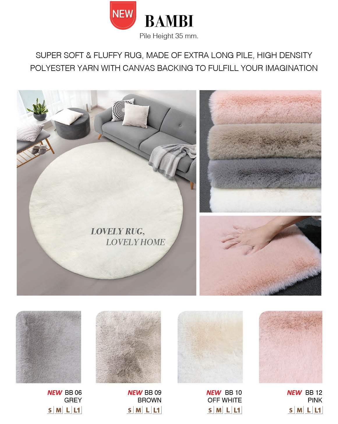 EXPRESS CARPET พรมรุ่น BAMBI ไซส์ L1 200x290cm ขนยาวหนานุ่ม 35 mm มี ...