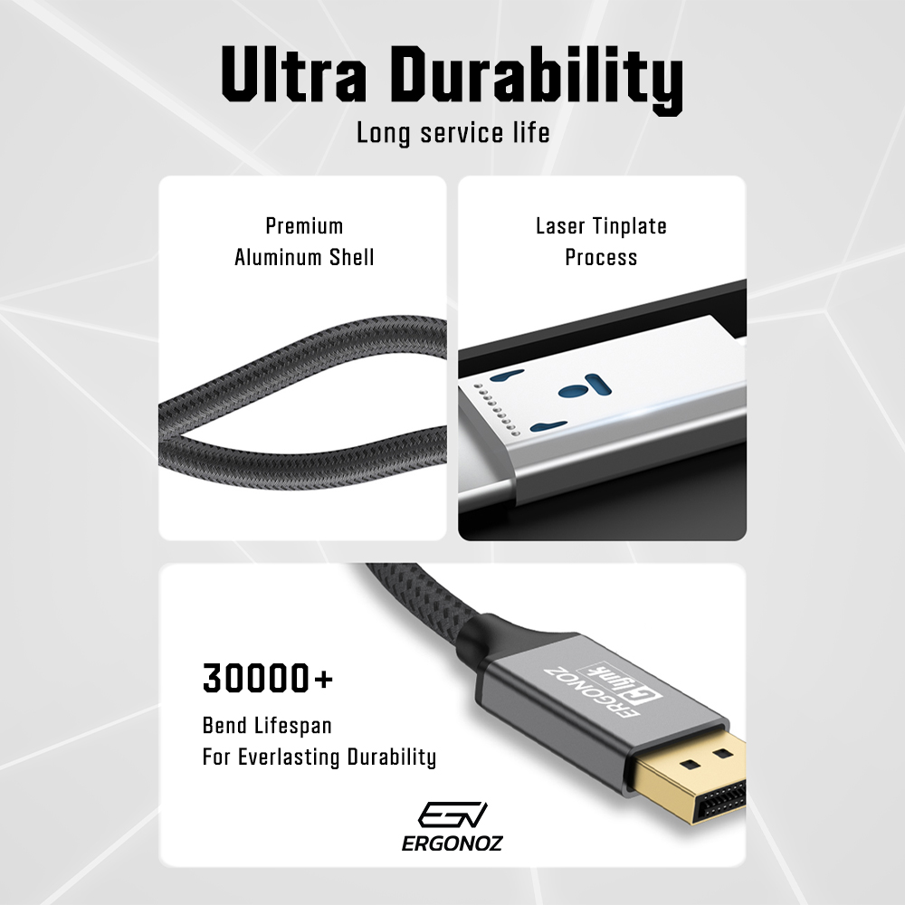 8WARE 3m Ultra 8K DisplayPort DP1.4 Cable - Male to Male Gold Plated 7680x4320 8K@60Hz 4K@144Hz 32.4Gbps UHD QHD FHD HDP HDCP HDTV HDR 28AWG