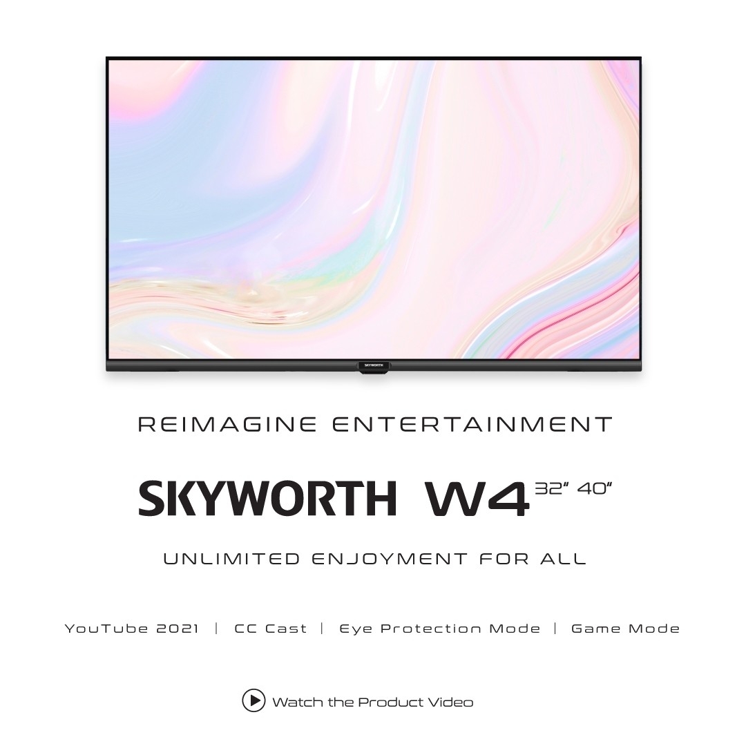 SKYWORTH ขนาด 32 นิ้ว Smart TV สมาร์ททีวี รุ่น 32W4 คมชัด HD Ready รองรับ WIFI Youtube Browser สินค้าขายดี เกรดคุณภาพ
