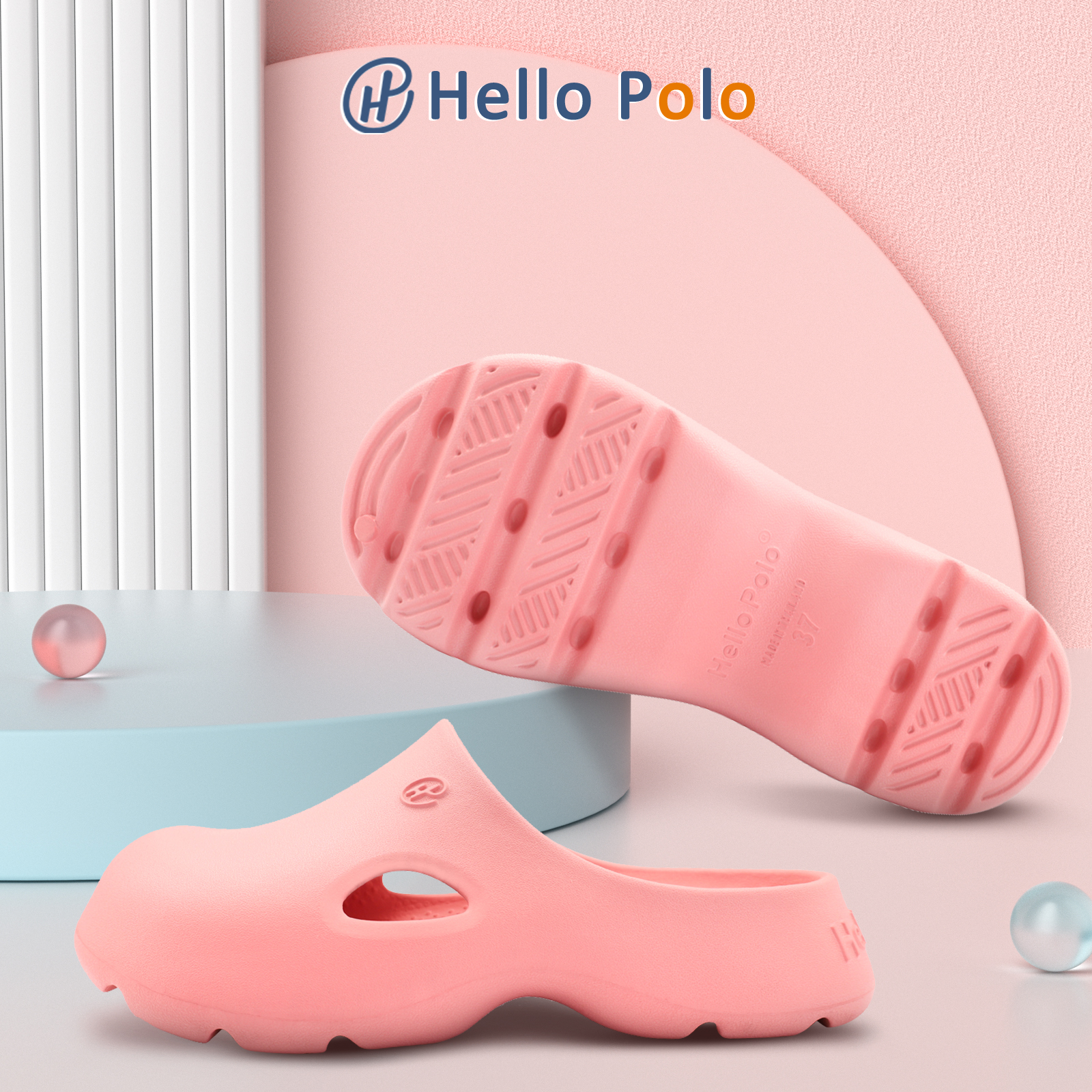 Hello Polo HP8006Wรองเท้าแตะ รองเท้าหัวโต เขียวมัทฉะ นุ่มและเสริมความ ...