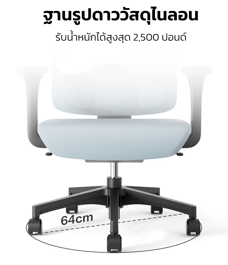 Deli เก้าอี้ทำงาน เก้าอี้ออฟฟิศ เก้าอี้สีเทา เกรดคุณภาพ ที่นั่งสำหรับสำนักงาน มีล้อเลื่อน หมุนได้ มีที่พักแขน เบาะนุ่ม นั่งสบาย Office Chair ราคาดี
