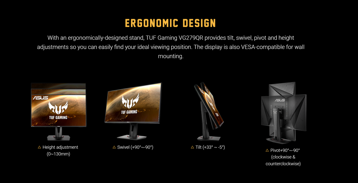 ASUS TUF GAMING VG279QR (90LM04G0-B04320), Gaming Monitor, 27inch Full ...