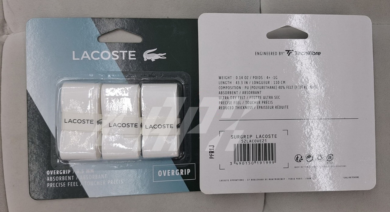 Lacoste เทปพันด้าม/กริ๊ปพันด้ามไม้เทนนิส Surgrip Overgrip x3 Grip Tape ...