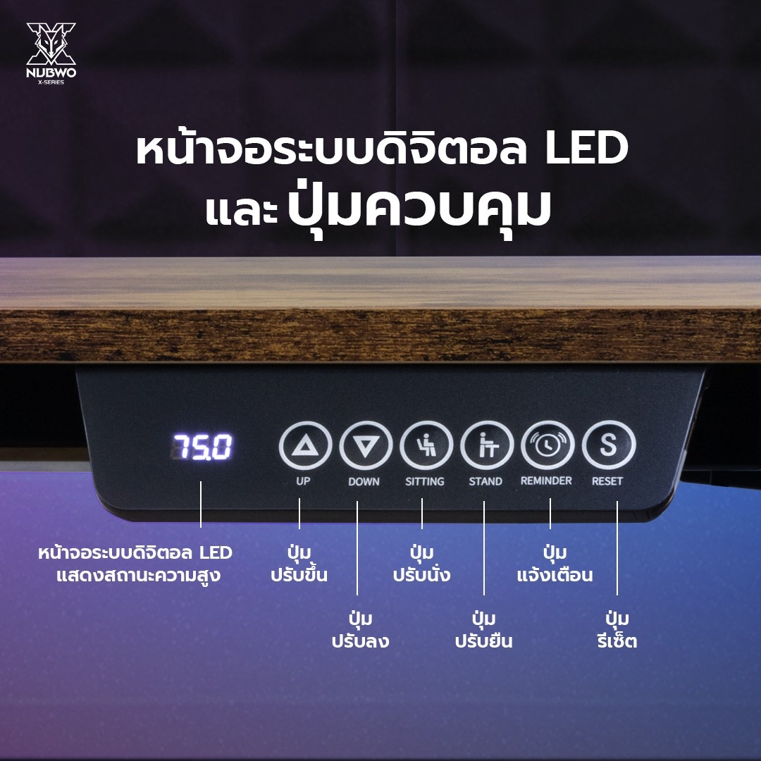 NUBWO X โต๊ะคอมพิวเตอร์ โต๊ะเกมส์มิ่งไฟฟ้า ปรับระดับ 75-120 ซม. รุ่น NXGD-991 รับประกันโครงสร้าง 2 ปี ระบบและมอเตอร์ 1 ปี