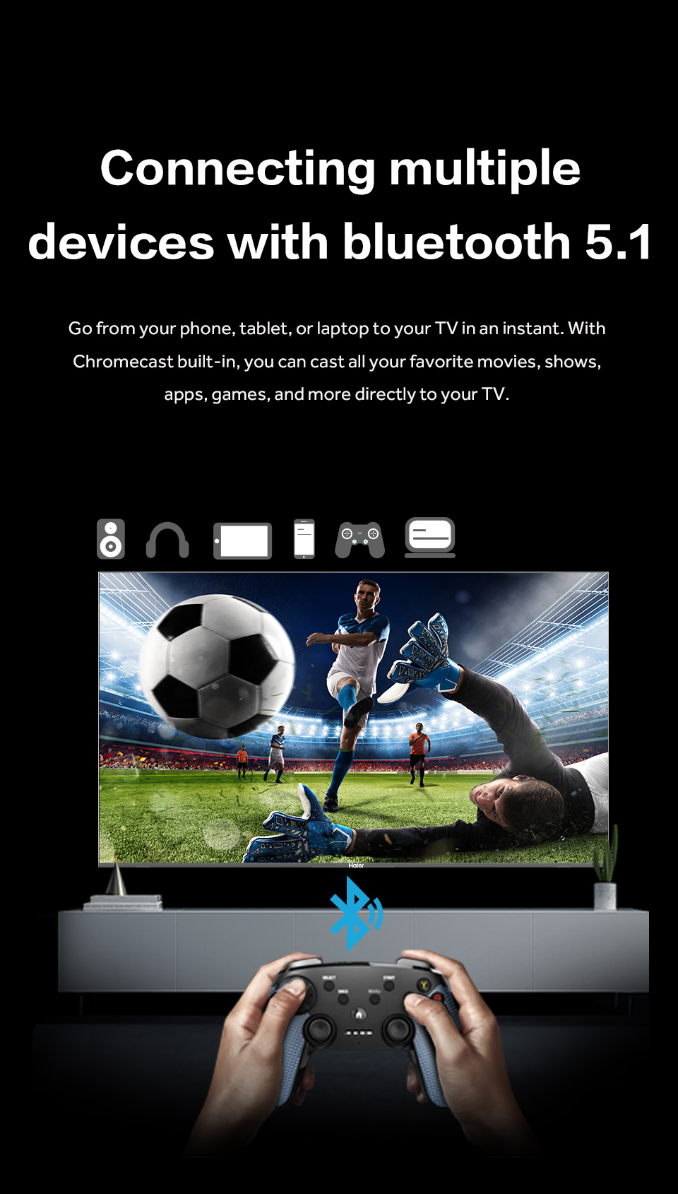 Haier H70K6UG ขนาด 70 นิ้ว TV รุ่น H70K6UG 4K HDR10 Ultra HD Smart Google TV with Dolby Audio